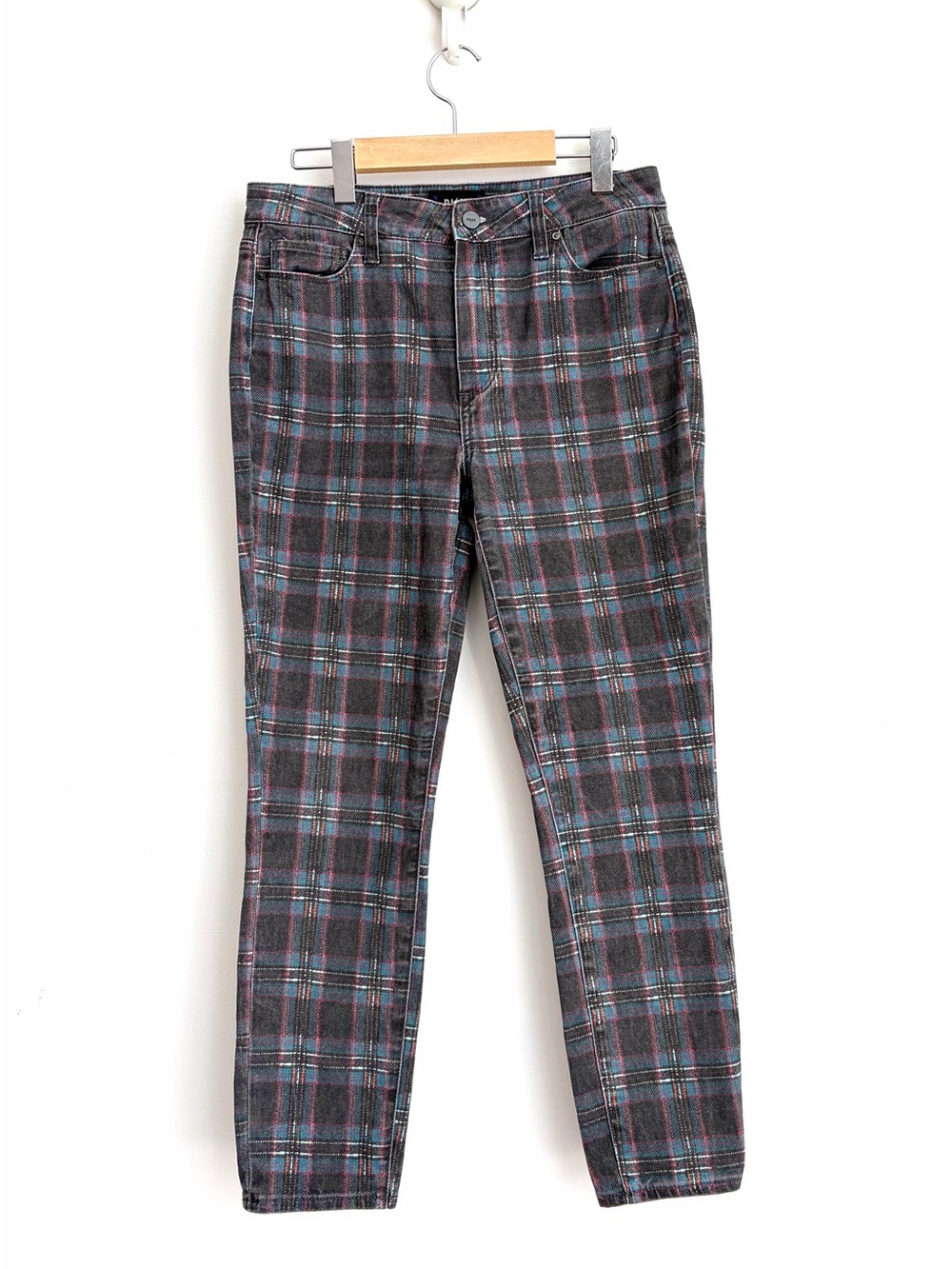 Anthropologie Paige Hoxton Ankle Plaid High-Rise Jeans - Size 30